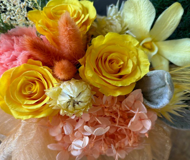 プリザーブドフラワーアレンジメントB《イエロー、オレンジ系》 札幌花