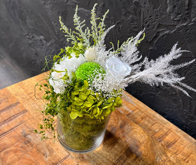 プリザーブドフラワー】モス（苔）のグラスベースアレンジメント