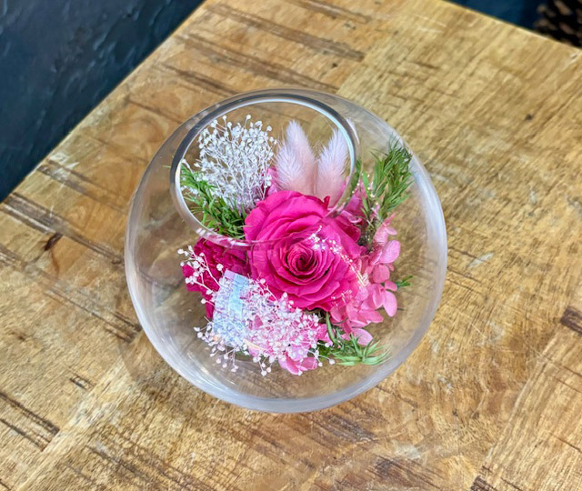 プリザーブドフラワー】ガラスドームB 札幌花スタイル 明道香風園