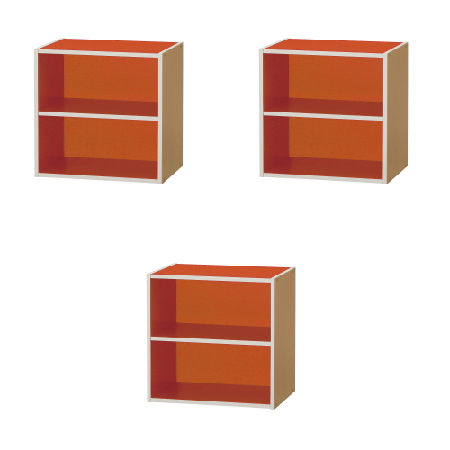 【送料無料!】【コロンシリーズ3個セット】連結可能なカラフル収納ボックス棚付(オレンジ)3個セット■CBT-001ORx3set