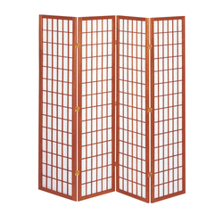 【49%OFF!送料無料! 和風衝立4連ひかり】和風パーティション（高さ1800mm）ブラウン■JP-L180-4BR