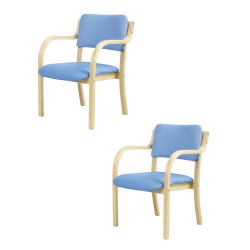 【送料無料！51%OFF！】ダイニングチェア（肘付）二脚セット ブルー■DC-530PBLx2set