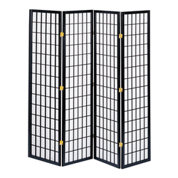 【49%OFF!送料無料! 和風衝立4連こだま】和風パーティション（高さ1800mm）ブラック■JP-M180-4BK