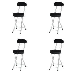 【送料無料！45%OFF！】【P-folding chair4脚セット】合皮レザー折り畳み背付きチェア座高さ500mm(ブラック)4脚セット■PFC-CP55BKX4SET