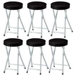【送料無料！45%OFF！】【P-folding stool 6脚セット】合皮レザー折り畳みスツール座高さ500mm(ブラック)■PFC-SP50BKX6SET
