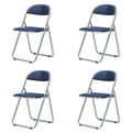 【送料無料！49%OFF！】【折りパイプ椅子4脚セット】クロームメッキ脚のシリンダー方式折り畳みイス(ブルー)4脚セット■SFC-2MBLx4set