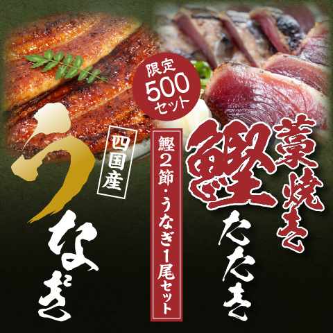 【期間限定】藁焼き鰹たたき2節と四国産うなぎ蒲焼き1尾セット（限定500セット）〔KSU-5〕