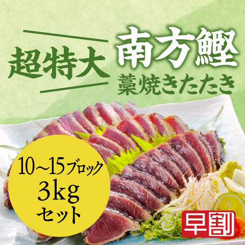 【南方鰹】藁焼き鰹たたき10～15ブロック(3kg)セット〔SKT-2〕