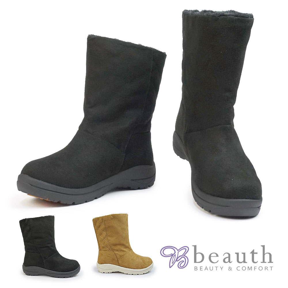 【ウィンターセール】ビュース 防水 ブーツ BT-314 レディース ファー 軽量 ミドル丈 防滑 雪国 beauth