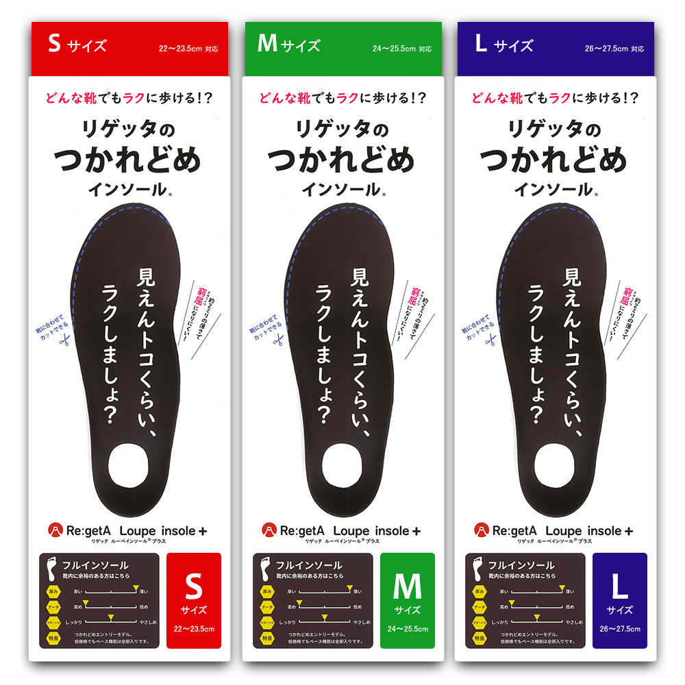 リゲッタ 中敷き ルーペ インソール プラス MTR-FL フルソール つかれどめ 足裏の負担軽減 歩きやすい Re:getA Loupe insole plus 【メール便可】
