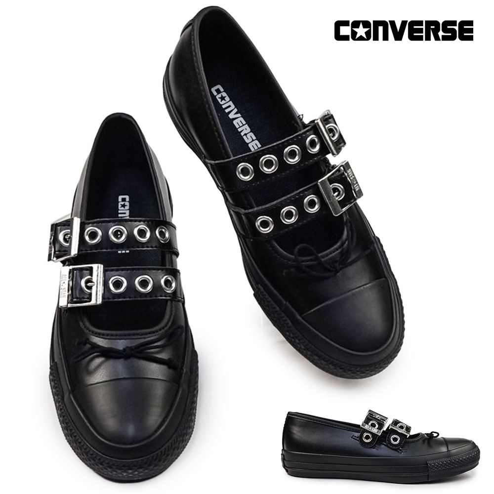 【夏物ラストSALE！】コンバース レディース スニーカー オールスター BL メニーアイレッツ OX 甲ストラップ 黒 モード CONVERSE ALL STAR BL MANYEYELETS OX