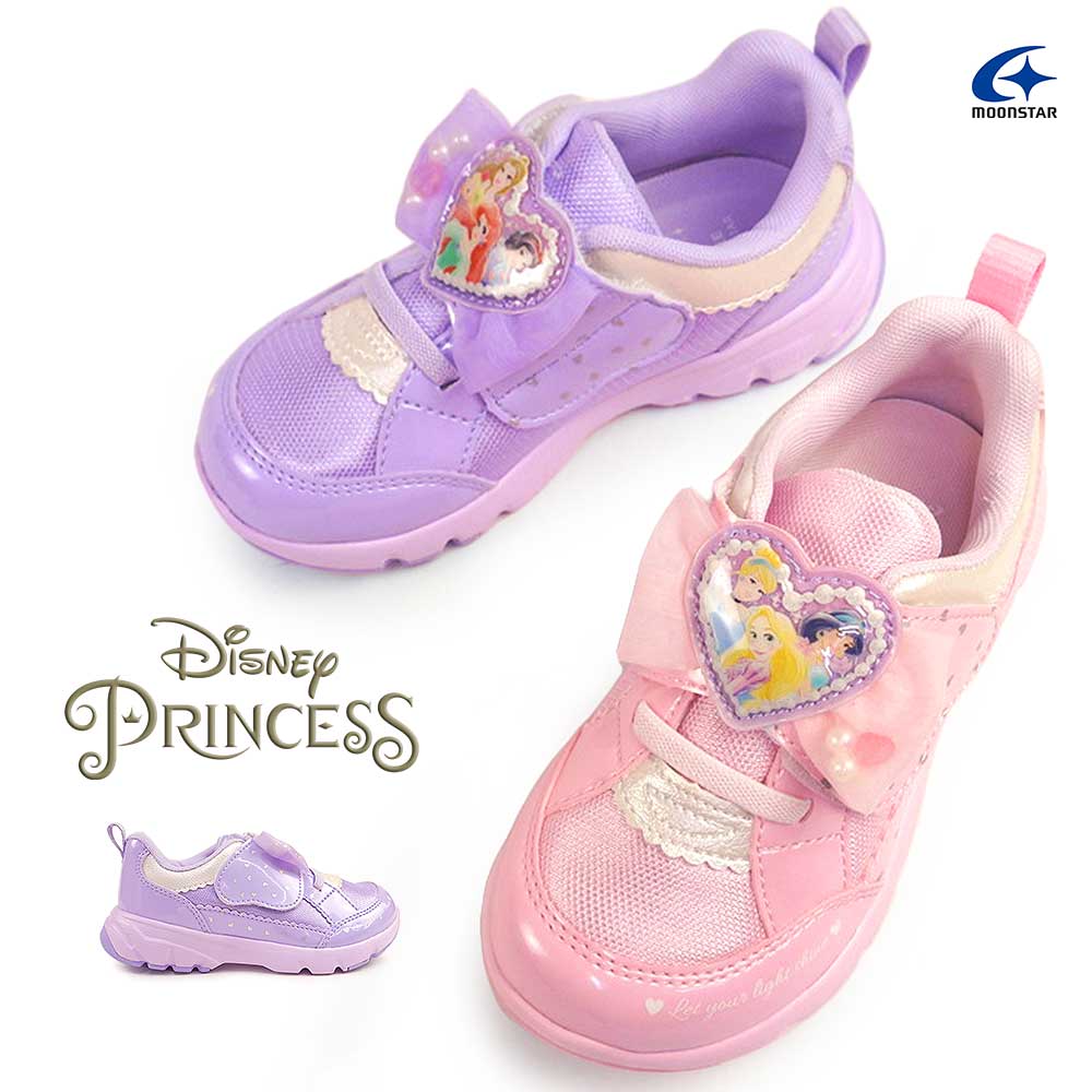 ディズニー キッズ スニーカー DN C1347 抗菌 防臭 マジック式 ディズニープリンセス 軽量 女の子 ムーンスター Disney Princess MoonStar