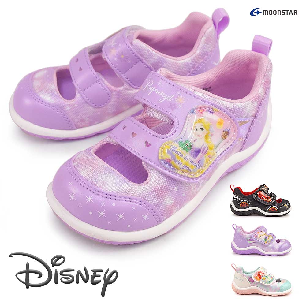 【ウィンターセール】ディズニー キッズ サンダル DN C1352 サマーシューズ スニーカー プリンセス カーズ 抗菌 防臭 ムーンスター Disney Moon Star