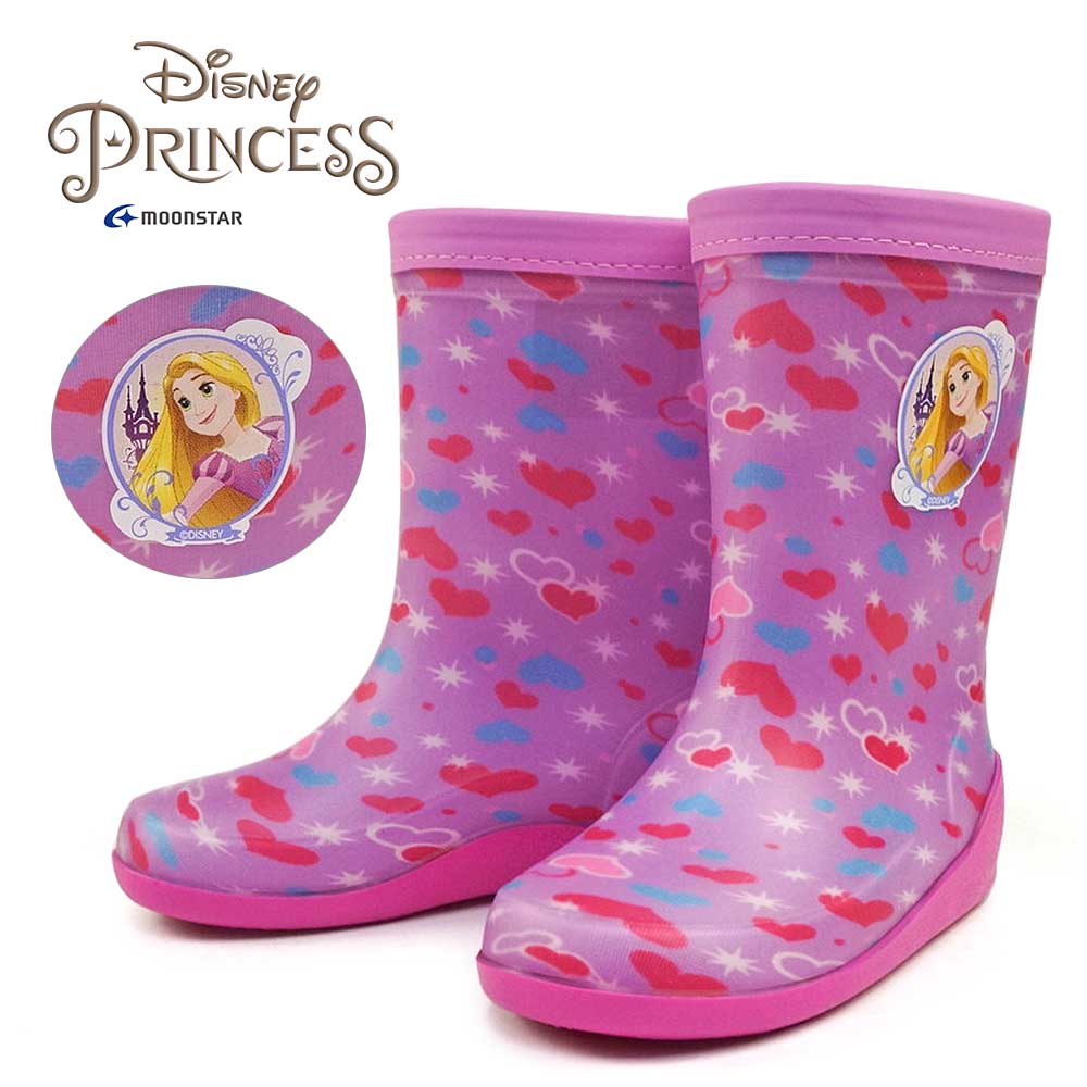 【ウィンターセール】ディズニー キッズ レインブーツ ロンプC67プリンセス ラプンツェル 長靴 日本製 ムーンスター Disney Princess MoonStar