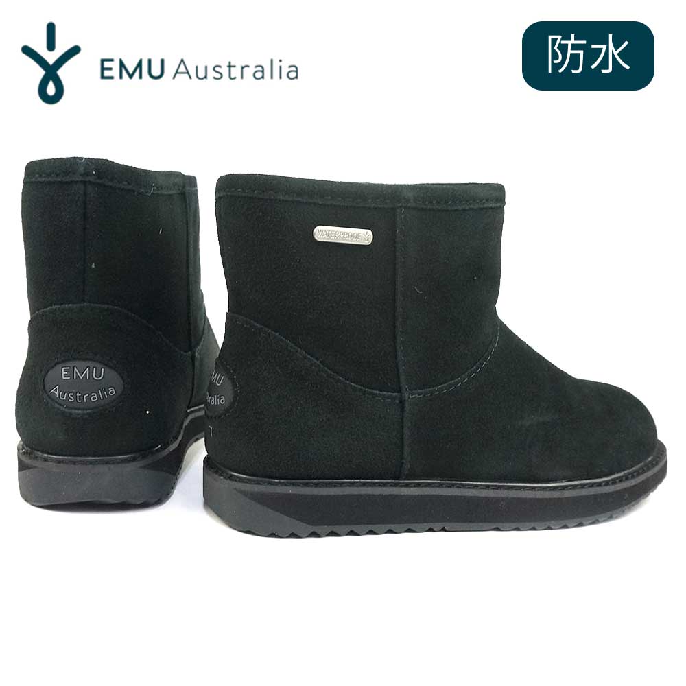 エミュオーストラリア 防水 ムートンブーツ 黒 W11619 Paterson Classic Mini ショートブーツ ボア レディース 25秋冬新作 EMU Australia