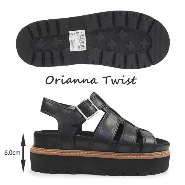 clarks 。 ORIANNA 厚底サンダル Clarks Orianna Over / オリアンナオーバー （ブラックレザー