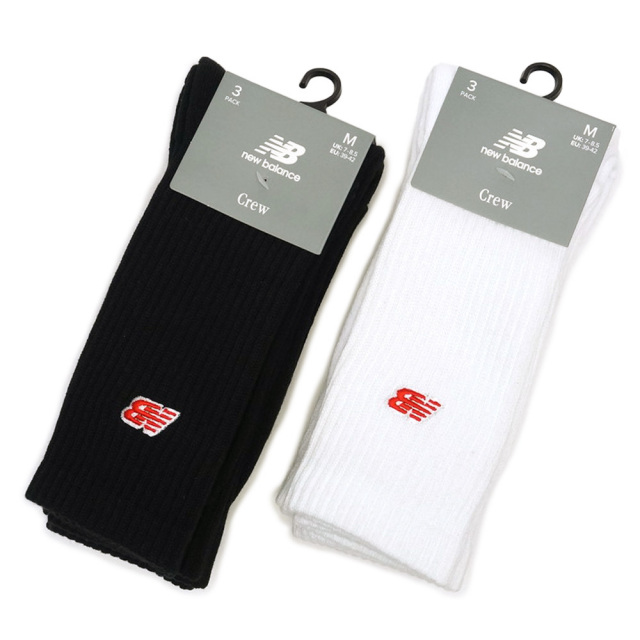 ニューバランス 靴下 パッチロゴ LAS33763 クルーソックス 3Pソックス メンズ レディース new balance Crew 3P Socks