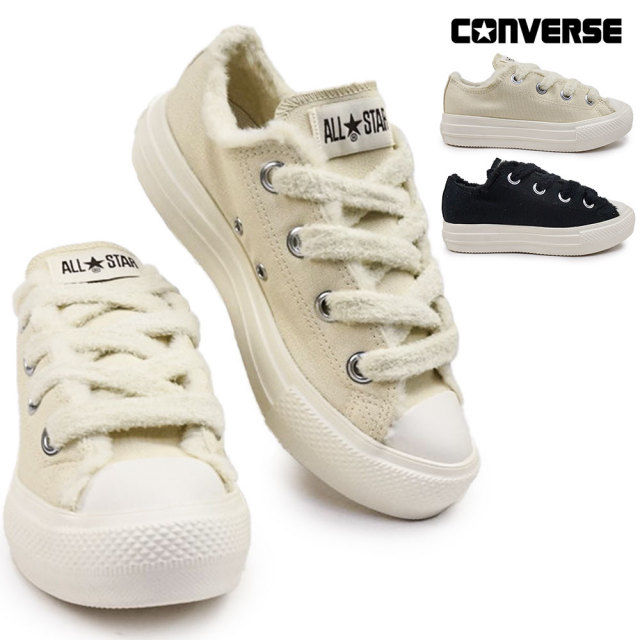 コンバース オールスター スニーカー ライト PLTS ビッグアイレッツ メニーボア OX レディース ファー 厚底 軽量 25秋冬新作 CONVERSE ALL STAR LIGHT PLTS BOACOLLAR OX