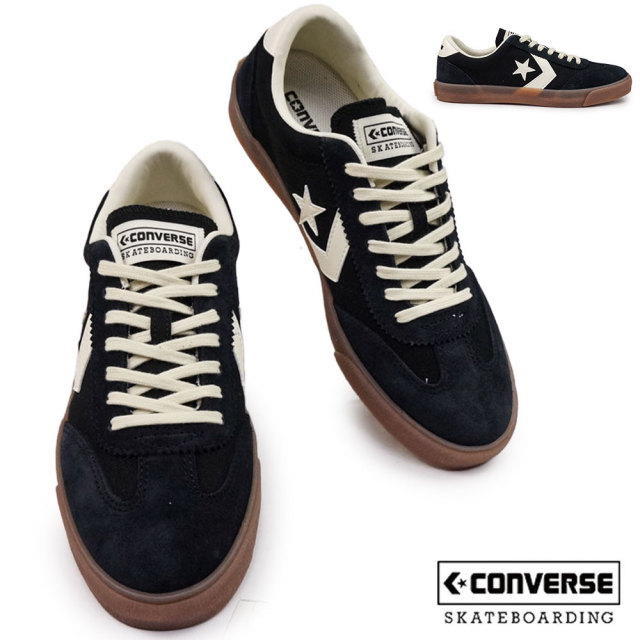 【ウィンターセール】コンバース スニーカー レザー スケートボーディング ロードクラシック SK OX ローカット メンズ レディース 星マーク 黒 白 ガムソール CONVERSE SKATEBOARDING ROADCLASSIC SK OX