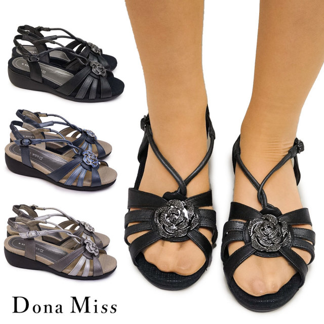 【年末大感謝祭】ドナミス サンダル レディース C8794TT きれいめ バックストラップ レザー デザート サンダル 本革 日本製 Dona Miss