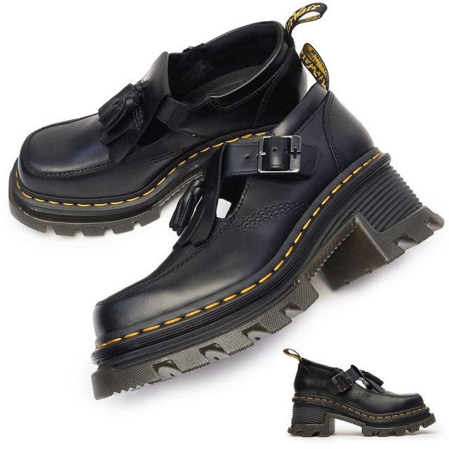 【美品】Dr. Martens メリージェーン 黒 レザー厚底靴 メリージェーン（レディース）