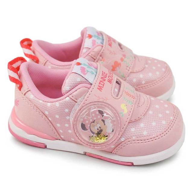 【オータムセール】ディズニー ベビー スニーカー DN B1318 子供靴 キッズ ムーンスター ベルクロ スパンコール 軽量 Disney Moon Star