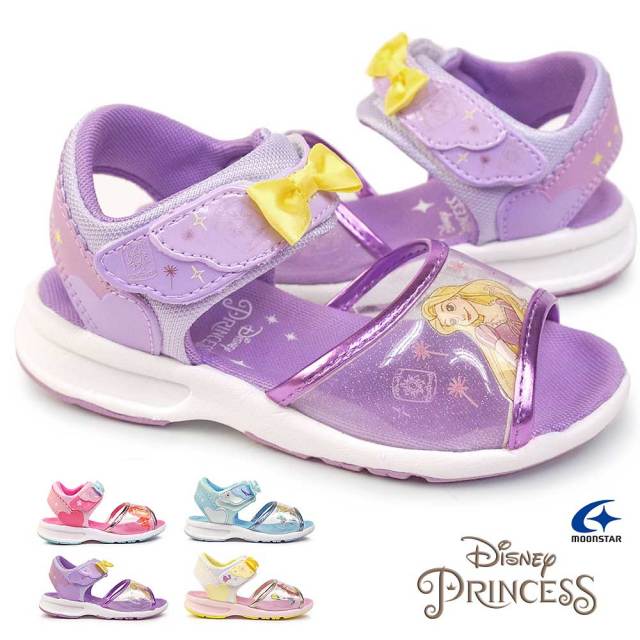 【夏準備セール】ディズニー プリンセス サンダル DN C1330 キッズ 軽量 マジック式 クリアサンダル ムーンスター Disney PRINCESS MoonStar アリエル ラプンツェル シンデレラ ベル