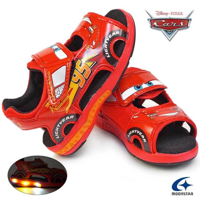 ディズニー カーズ 光る靴 DN C1334 子供サンダル マジック式 キャラクター 映画カーズ Disney Cars Moon Star