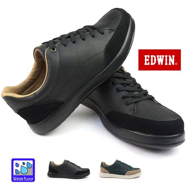 エドウィン スニーカー メンズ カジュアルシューズ 防水 EDM-900 ローカット 紐靴 EDWIN 