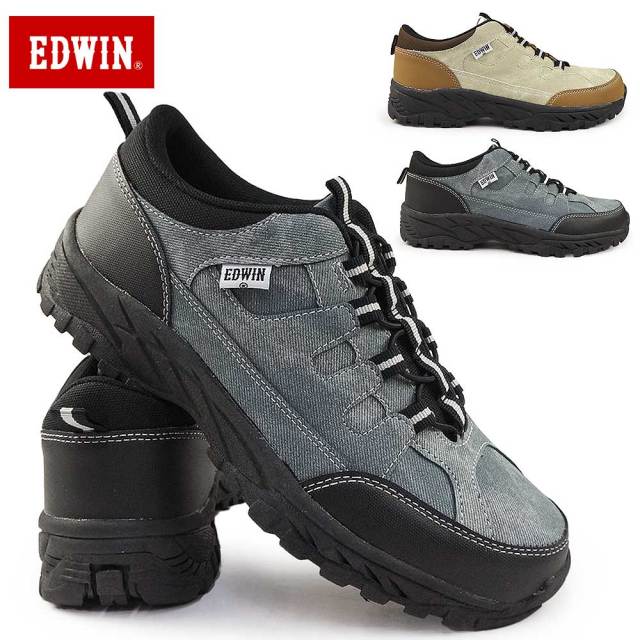 エドウィン 撥水 アウトドアシューズ メンズ EDW-1677 ローカット スニーカー ハイキング キャンプ EDWIN