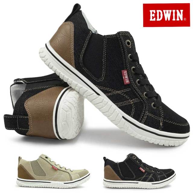 エドウィン レディース スニーカー EDW-4649 軽量 サイドゴム サイドゴア 滑りにくい EDWIN