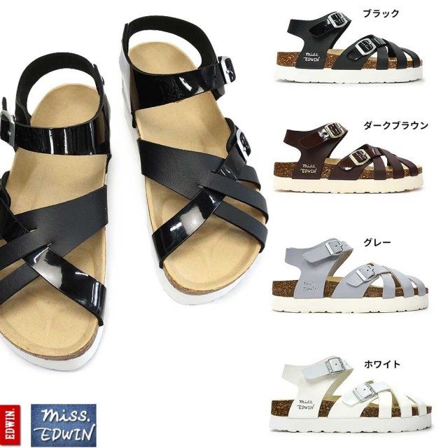 エドウィン レディース Ew9459 サンダル Miss Edwin 婦人サンダル アンクルストラップ フットベッド Edwin Ew9459 マイスキップ
