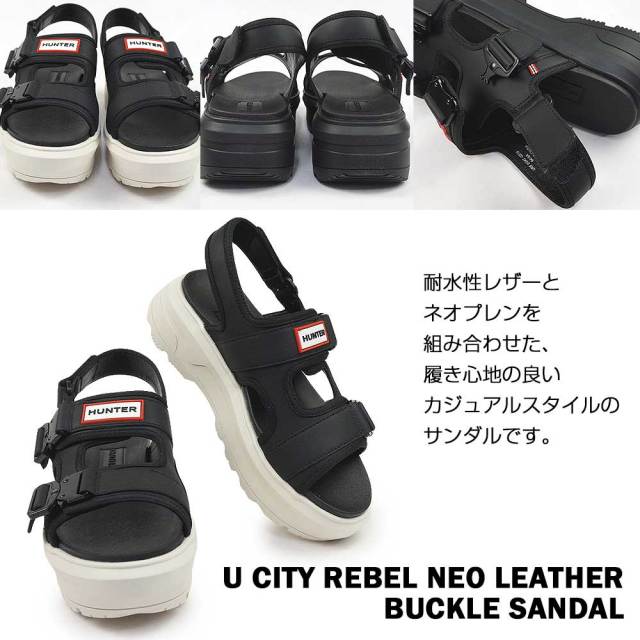 サンダル・ミュール [HUNTER] City Level Neo Leather Buckle Sandals : 3color ハンター 厚底サンダル メンズ レディース シティ リベル ネオ