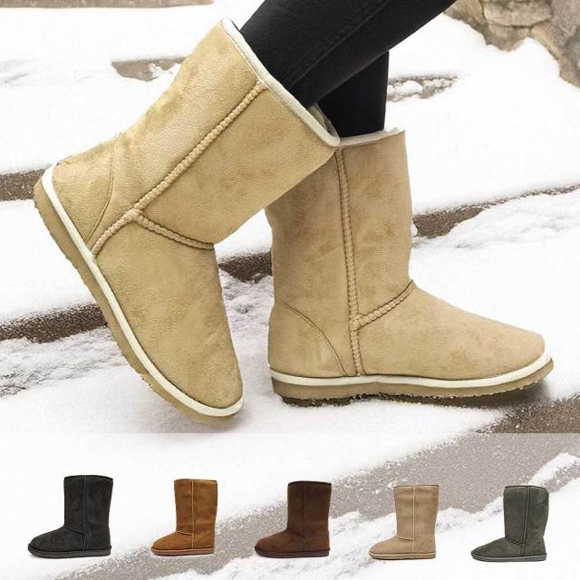 ムートンブーツ 防水 防滑 レディース ミドル NB8017 ボア ファー 雪国 滑らない しみない MOUTON BOOTS