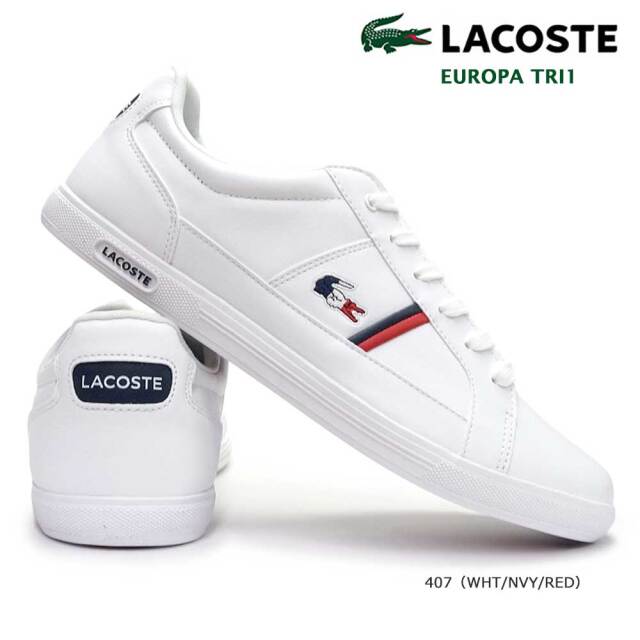 ラコステ スニーカー メンズ ヨーロッパ Tri1 Sma031l 白 トリコロール コートスタイル Lacoste Europa 抗菌 防臭 マイスキップ
