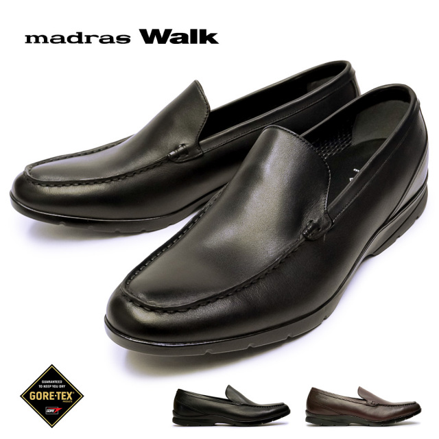 【ブラックフライデー】マドラスウォーク メンズ 防水 スリッポン ビジネスドレスシューズ MW7703 本革 ゴアテックス 紳士靴 madras Walk25秋冬新作