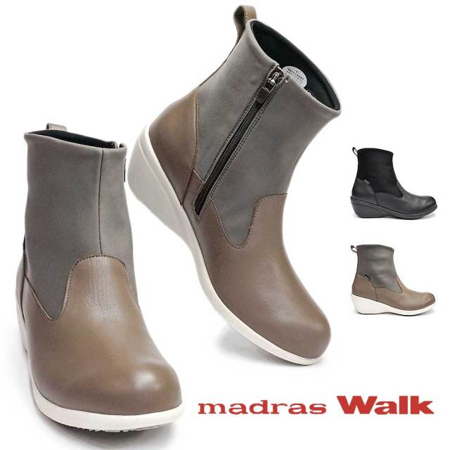【ブラックフライデー】マドラスウォーク レディース ショートブーツ 防水 MWL1026 ゴアテックス 本革 抗ウイルス・抗菌加工 madras Walk
