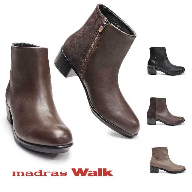 【ブラックフライデー】マドラスウォーク レディース ショートブーツ 防水 防滑 MWL1107 ゴアテックス 本革 抗ウイルス・抗菌加工 madras Walk