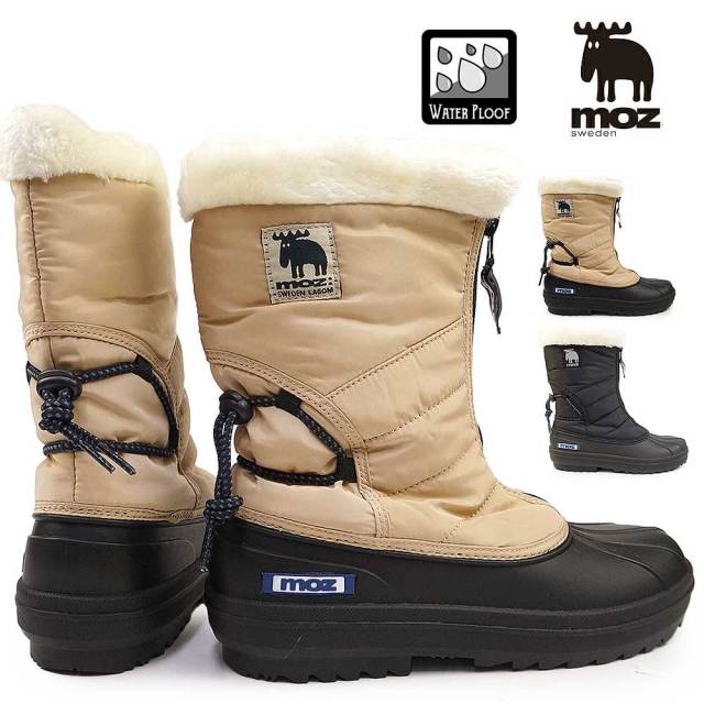 【ウィンターセール】モズ スノーブーツ レディース MZ3981A 防水 スパイク付 ショートブーツ ハーフブーツ フリース 防寒 防滑 撥水加工 雪国 moz 