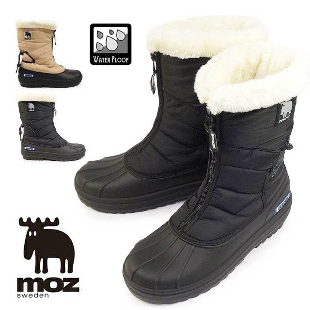 モズ スノーブーツ レディース MZ3981A 防水 スパイク付 ショート