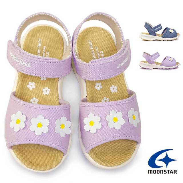 【夏物ラストSALE！】ムーンスター サンダル MF S016C キッズ ジュニア 軽量 女の子 マジック式 花柄 子供サンダル MoonStar 