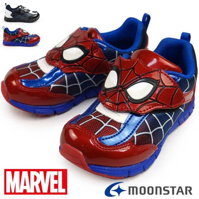 【ウィンターセール】ムーンスター キッズ スニーカー MV 024 マーベル スパイダーマン 子供靴 抗菌 男の子 マジック式 保育園 MoonStar MARVEL