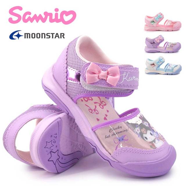 サンリオ キッズ サンダル SA C041 軽量 サマーシューズ スニーカー マジック式 リボン ムーンスター 26春夏新作 Sanrio Moon Star マイメロディ クロミ シナモロール