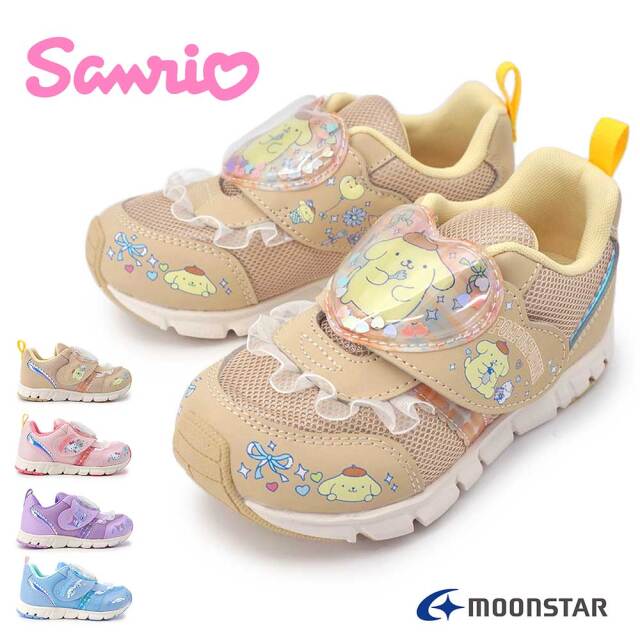サンリオ キッズ スニーカー SA C042 軽量 抗菌 防臭 マジック式 ムーンスター 26秋冬新作 Sanrio Moon Star ハローキティ クロミ シナモロール ポムポムプリン