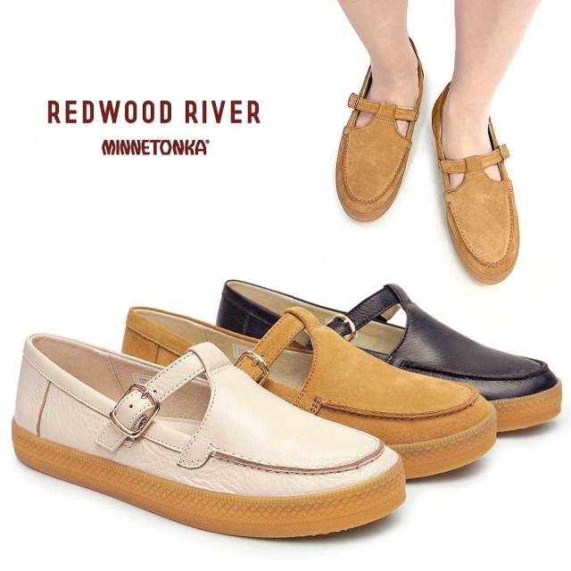 レッドウッドリバー ミネトンカ レディース スリッポン M06C 本革 Tストラップシューズ レザー パンプス 旅行靴 REDWOOD RIVER MINNETONKA REGAL