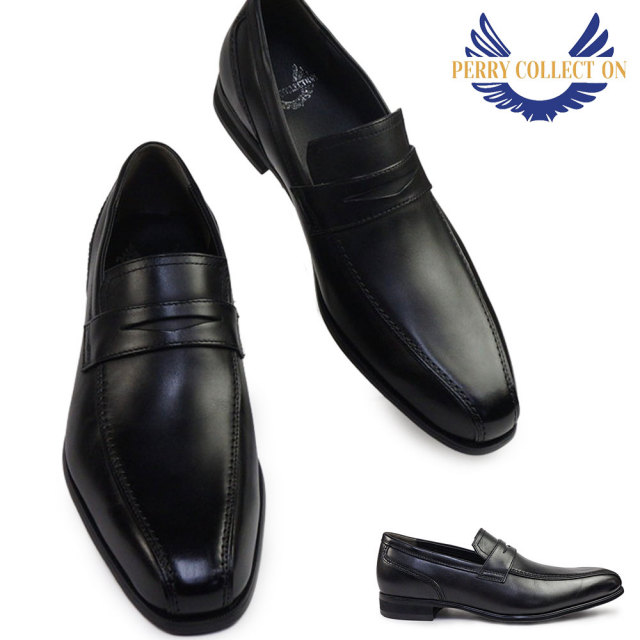 ペリー コレクション 靴 幅広 本革 PR4063 ローファー メンズ ビジネスシューズ スリッポン ロングノーズ 冠婚葬祭 シンプル PERRY COLLECTION by madras