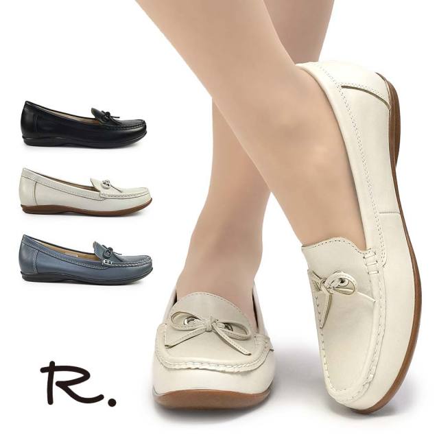 【ブラックフライデー】レディース フラットシューズ リボン付き R.（アールドット） byリーガル S05C レザー 本革 軽量 R. アールドット