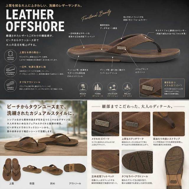 リーフ トングサンダル メンズ LEATHER OFFSHORE レザーサンダル