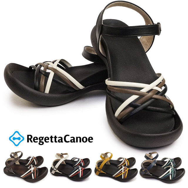 リゲッタ カヌー レディース サンダル CJFD5311a 編み込みサンダル 3E バックベルト ローヒール 日本製 Regetta Canoe
