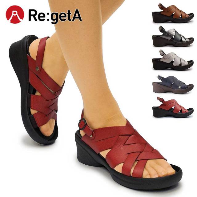 リゲッタ レディース サンダル R2688 手染め編み込みベルトサンダル 3E 日本製 RegetA